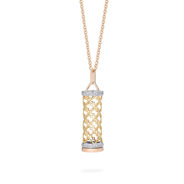 Diamond Message Pendant Necklace, Tri-Gold